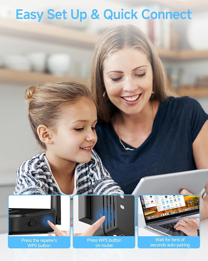 WiFi Extender Signal Booster for Home, WiFi Extender, Long Range up to 12880 Sq Ft and 105 Devices, Internet Extender WiFi Booster, WiFi Repeater with Ethernet Port, Signal Booster