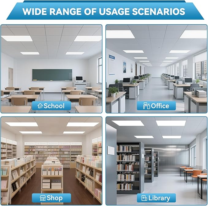 Msbfi 2x4 LED Flat Panel Lights Drop Ceiling Light Fixture 5000K 4000K 3000K Selectable 0-10v Dimmable, 30-40-50W 24x48 LED Light Fixture 100-277V for Office Ceiling Lighting Fixture ETL/DLC 16 Pack
