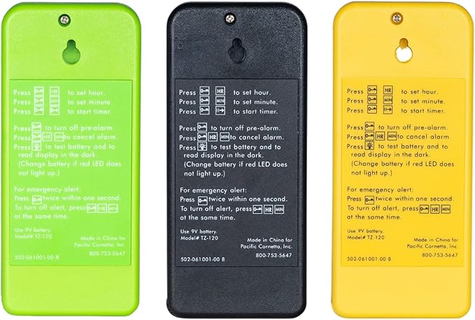 Screaming Meanie TZ-120 Extremely Loud Alarm Timer, Multi-Purpose Timer with 2 Sound Levels Perfect for Heavy Sleepers, Truckers, or Travelers (Battery Not Included) - Assorted Colors