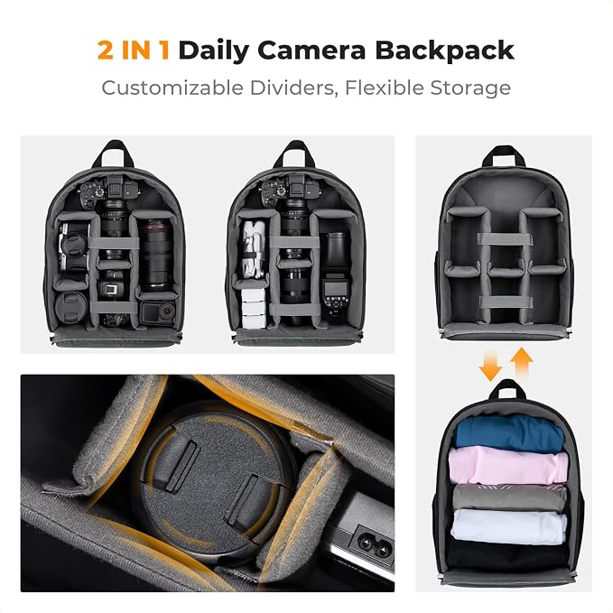 K&F CONCEPT Camera Bag Backpack, Professional DSLR/SLR/Mirrorless Camera - Image 4