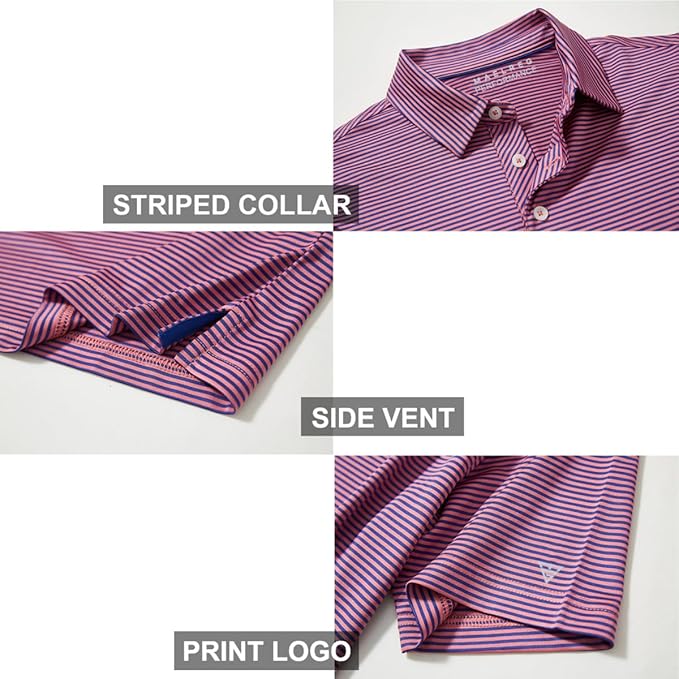 Golf Shirts for Men Dry Fit Short Sleeve Print Performance Moisture Wicking Polo Shirt