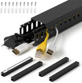 ZhiYo H1.4 W1.6in Professional Server Rack Cable Management Raceway, 66in (4X L16.5in) Cable Raceway Kit, Electrically Safe PVC Open Slot Wire Raceway for Under Desk/Computer/Network Cords, Black