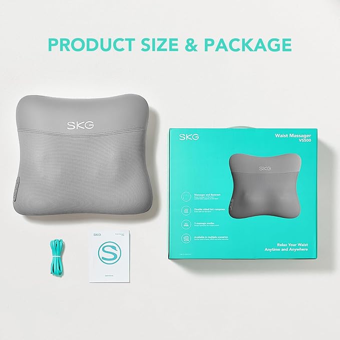 SKG Cordless Back Massager for Pain Relief Deep Tissue 4D Back and Neck Massager with Dual Sided Heat Gifts for Men and Women Dad Mom Grandpa