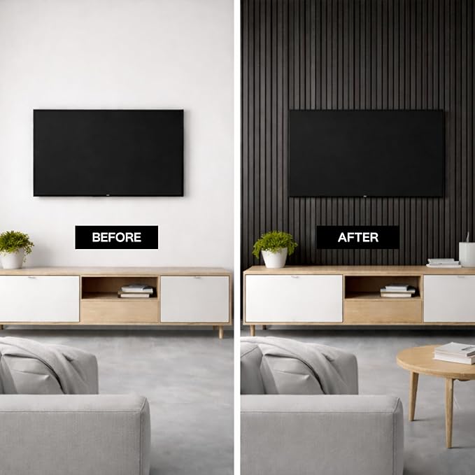 2-Pack Acoustic Wall Panels - Wood Slat Wall Decor - Soundproof Panels