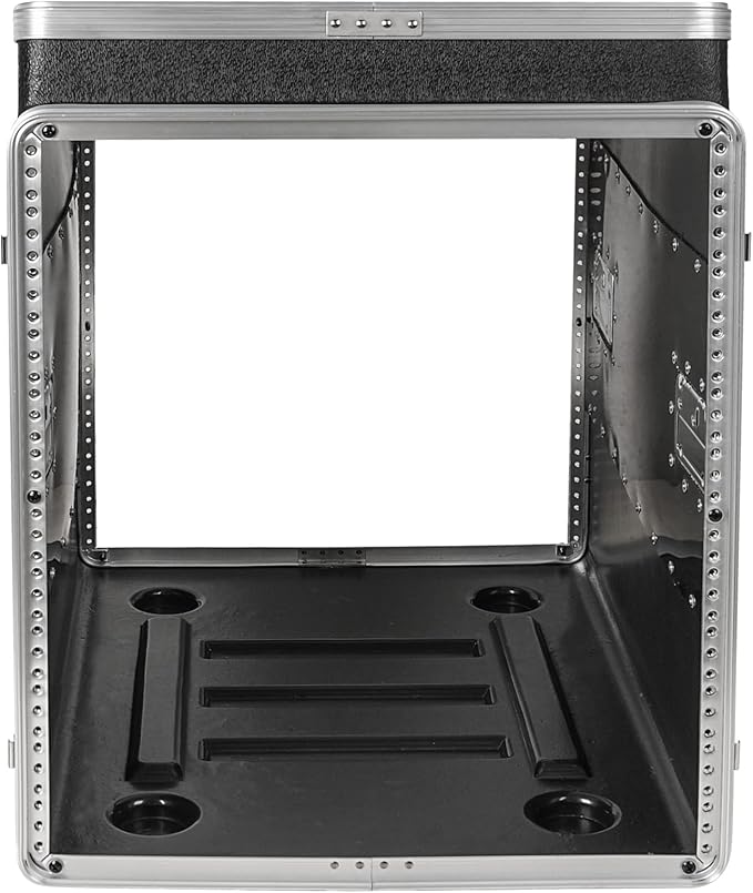 Sound Town Lightweight and Compact 10U ATA ABS Rack Case, with Slant Mixer Top, Casters, 24.5" Depth, 12U Top and 10U Side Spaces (STMR-A12X10UW)