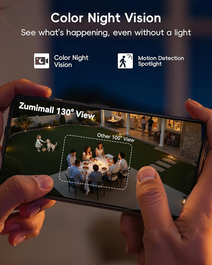 ZUMIMALL Security Cameras Wireless Outdoor, 4 Packs, 2K Cameras for Home Security, Outdoor/Indoor Camera Battery Powered, 2.4G WiFi, Magnetic Mount,3MP Color Night Vision/Siren/PIR/AI/Cloud/Alexa