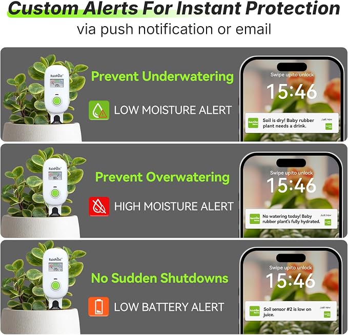 RAINPOINT Visual Gauge Digital Smart Wireless Plant Moisture Meter Kit - Image 5