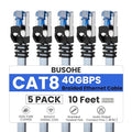 BUSOHE Cat 8 Ethernet Cable 10 FT 5 Pack, Nylon Braided High Speed Heavy Duty by BUSOHE