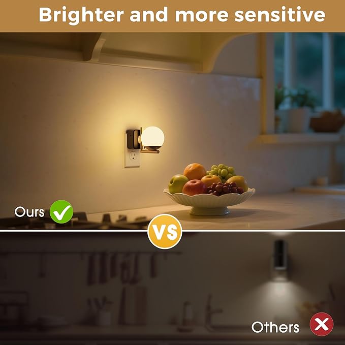L LOHAS LED Night Lights Plug Into Wall, Dusk to Dawn Sensor, Soft White 3000K Nightlight, 0-100LM Adjustable Brightness, 180°Rotating Plug in Night Light for Bathroom, Hallway, Bedroom, Stairway