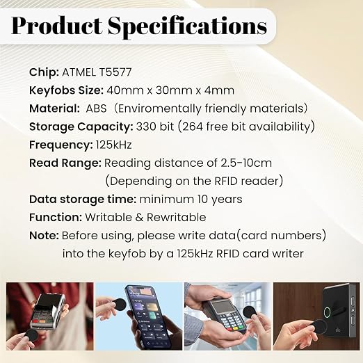 10pcs T5577 RFID Keyfobs 125khz Writable T5577 Key Fob Proximity ID Card Token - Image 4