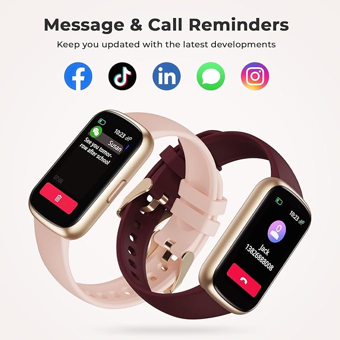 TIFOZEN Fitness Tracker for Women Men, Smart Watch Band with 24/7 Heart Rate Blood Oxygen Sleep Monitor, Calories Step Tracker Pedometer 3ATM Waterproof Activity Tracker for Android iOS, Pink