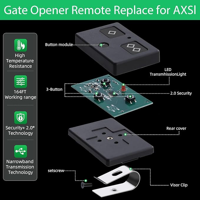3-Button Remote Transmitter Replace for AXS1 for AXP1(3 Packs), Fit Automatic Gate Opener for TDS2 TSS1XP TDS2XP TSS1 LDM2 LDM2K HDP1 HDP2 DD2U LSM1 DS1U, Fits for Single and Double Opener Systems