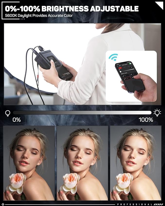 IFOOTAGE SL1 320DN LED Video Light,Continuous LED Lighting with 5600k Daylight,CRI 98+,Brightness 56000lux @ 1m,8 Light Effects,APP Control,for Professional Video Recording