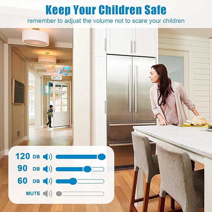 SanJie Window Alarm Sensors Door Alarms for Home Security Volume Ajustable 0-120 DB Pool Door Alarms for Kids Safety with 4 Modes Open Alarm/Close/Dingdong/Reminder Burglar Alert (5 Pack)