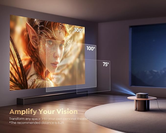[1500 ANSI/Google TV/Voice Control]Smart Projector with WiFi 6 and Bluetooth, 4K Support, Outdoor Movie Proyector, 1080P Home Ceiling Auto Focus Projector, PUTRIMS K12 Gray