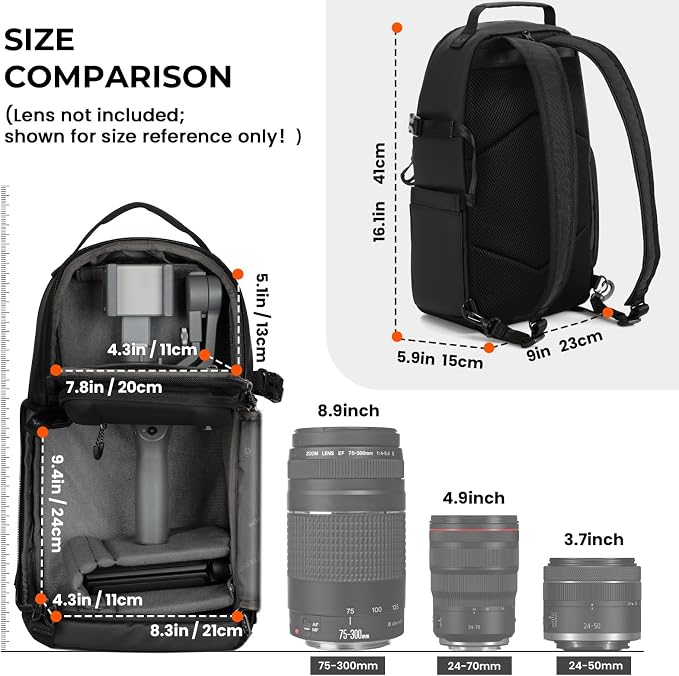 TARION Camera Backpack Sling Bag - 9L Compact Camera Bag 2-in-1 Waterproof - Image 7