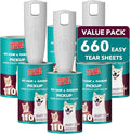 MEIQIHOME Lint Rollers for Pet Hair Extra Sticky, 660 Sheets Value Set Lint Roller with 3 Upgraded Handles, 6 Rollers Portable Pet Lint Remover for Clothes, Furniture, Carpet, Dog & Cat Hair Removal