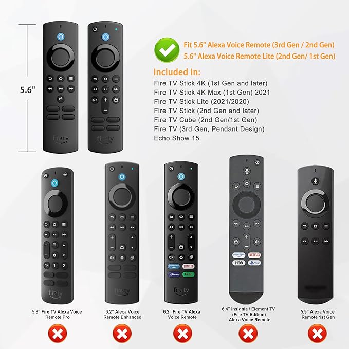 CaseBot Remote Case for Fire TV Stick HD/4K/4K Max (1st Gen)/Fire TV Stick (3rd Gen)/Lite - Anti-Slip Shockproof Silicone Cover for Alexa Voice Remote (2nd & 3rd Generation) (Black)