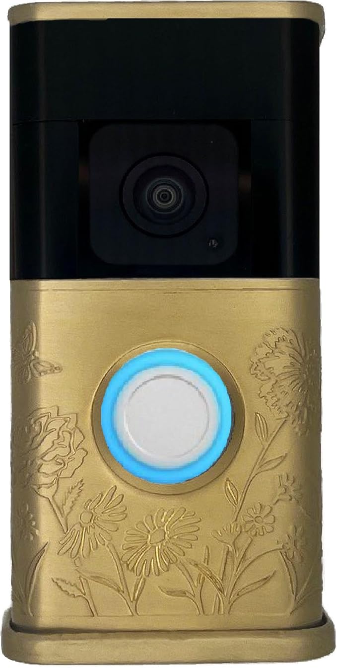 Garden Video Doorbell Cover (Compatible with Ring 3, 3 Plus, 4, Battery Plus, and Battery Pro) (Brass)