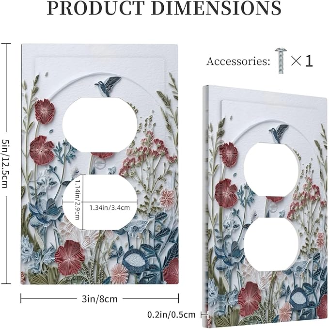 Bvtewkhz Wildflowers Flowers Floral Plants Duplex Outlet Wall Plate Cover Decorative Light Switch Covers Electrical Faceplate Switch Plates for Bathroom Kitchen Home