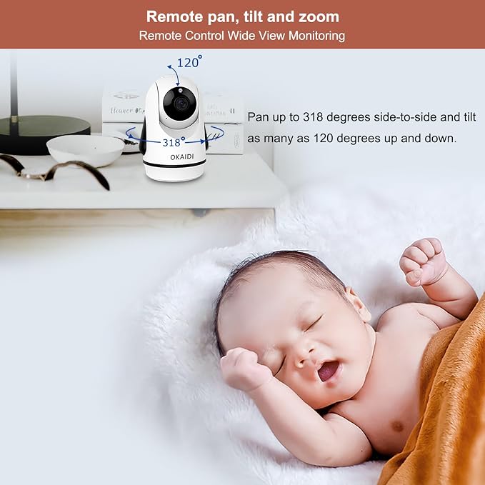 OKAIDI Video Baby Monitor with 3 Cameras, 30H Battery and 1000ft Range - Image 6