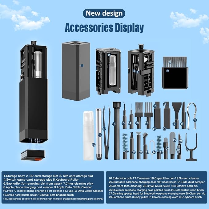 Keyboard Cleaning Kit Laptop Cleaner, 32-in-1 Computer Screen Cleaning Brush - Image 5