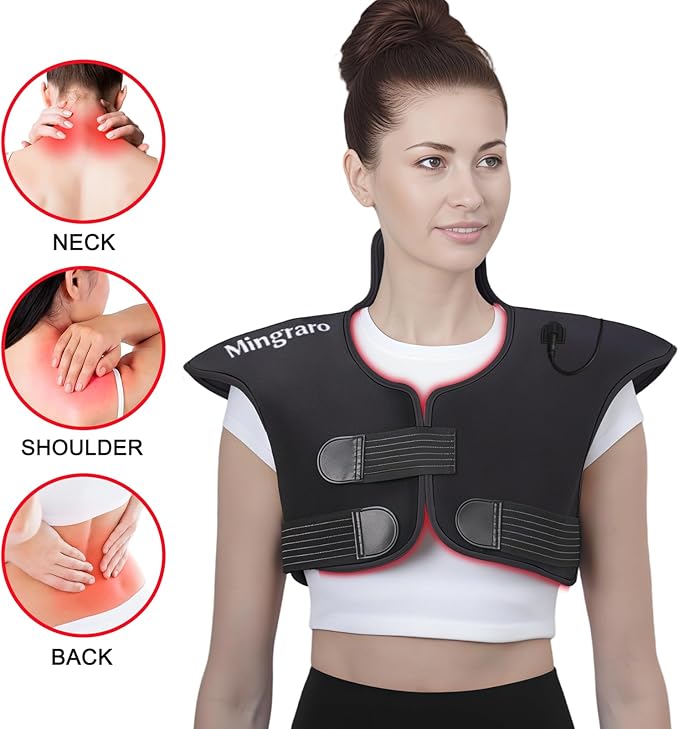 Red Light Therapy for Shoulder and Neck,Near Infrared Light for Body Upper Back,660nm&850nm Wearable Heating Red Light Therapy Pad for Muscle Pain Relief, Suitable for Home and Office Use,Black