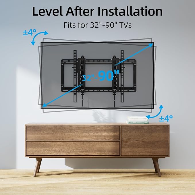 HOME VISION Ultra-Large TV Mount Bracket for 32-90 Inch TVs, Supports up to 132lbs with Sliding Design, Heavy Duty TV Wall Mount for up to 24" Studs with Swivel, Tilt, Max VESA 600x400mm, HVX601