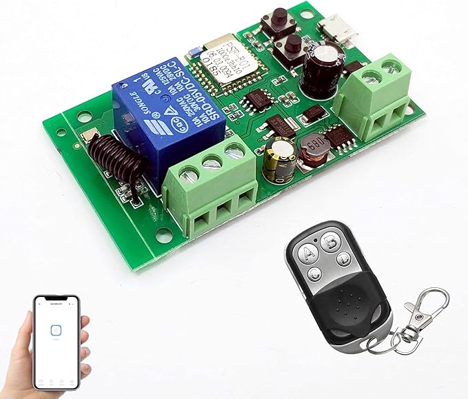 Newgoal 1-Channel Ewelink App Remote Control WiFi Wireless Switch Relay, self-Locking, Interlock Mode, with 433RF Remote Control, Used to Access and Control Smart Garage Doors