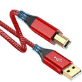 sweguard Printer Cable 10ft, USB 2.0 USB-A to USB-B Cord, High Speed Nylon Braided Scanner Printer Cord for HP Canon Dell Epson Brother Lexmark Xerox Samsung Piano DAC & More - Red