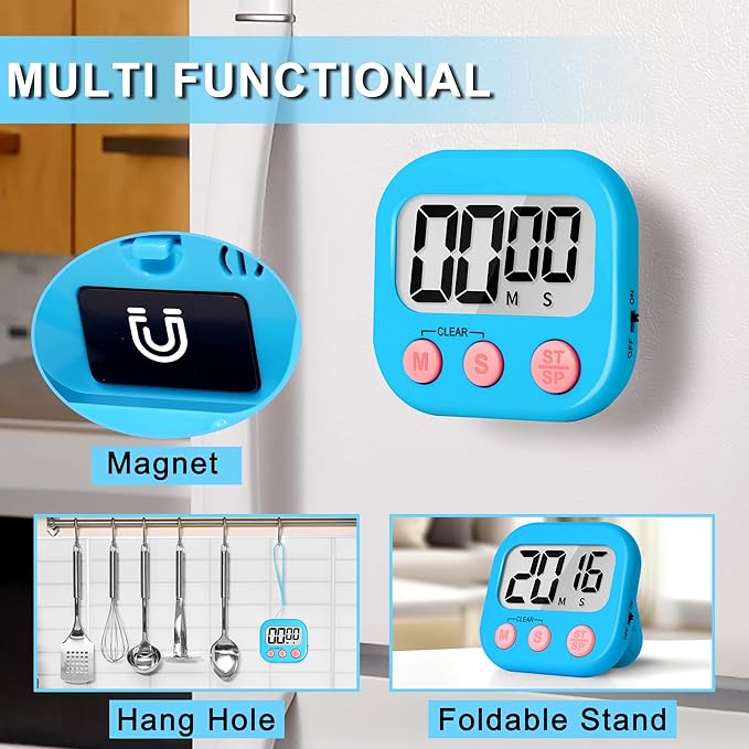 ZILLEEN Classroom Timer for Kids Teachers 2 Pack Digital Timers, Blue & White