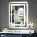 YEELAIT 20x28 Inch LED Bathroom Mirror with Lights Front and Backlit Lighted Vanity Mirror for Bathroom Wall with 3 Colors Dimmable Anti-Fog Memory Shatter-Proof IP54 Waterproof Horizontal/Vertical