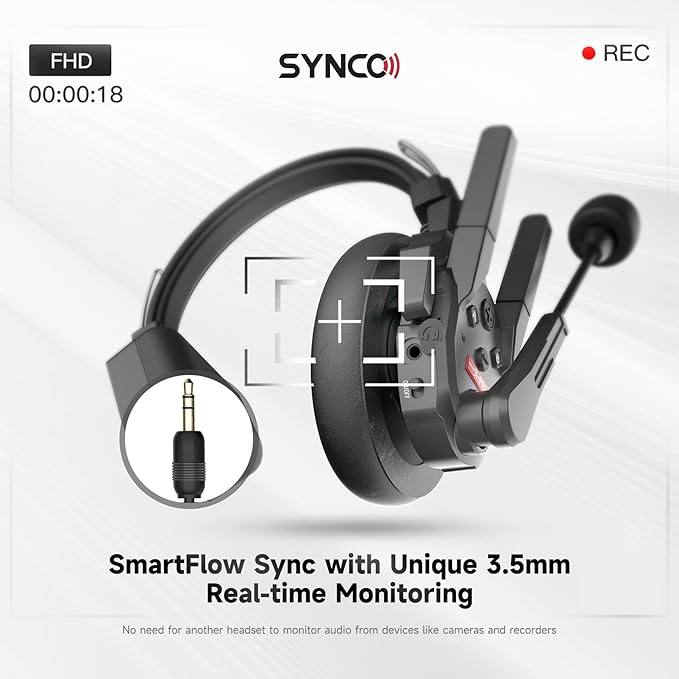 SYNCO XTALK XPro5 Wireless Intercom Headset System 2.4 GHz 500M/1640FT Full Duplex for 5 Person Communication with Noise Cancerllation for Live Show Stage Performance Movie Shoot