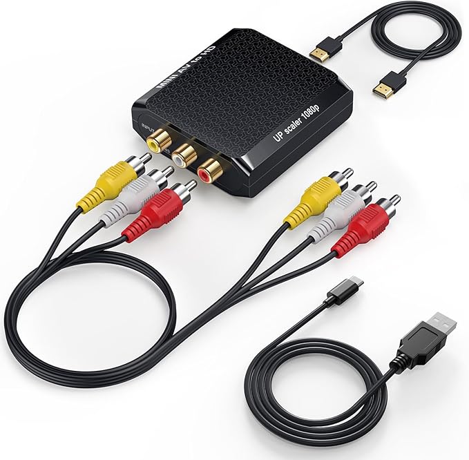 WENTER RCA to HDMI Converter, 1080P AV to HDMI Converter, Mini Composite CVBS Audio Video Adapter Supports PAL/NTSC for VCR/VHS/Xbox/PS3/STB/N64/Wii/TV/PC/Blue-Ray DVD Players