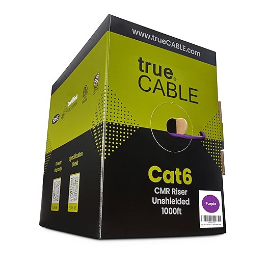 trueCABLE Cat6 Riser, 23AWG 4 Pair Solid Bare Copper, ETL Listed, Unshielded by trueCABLE