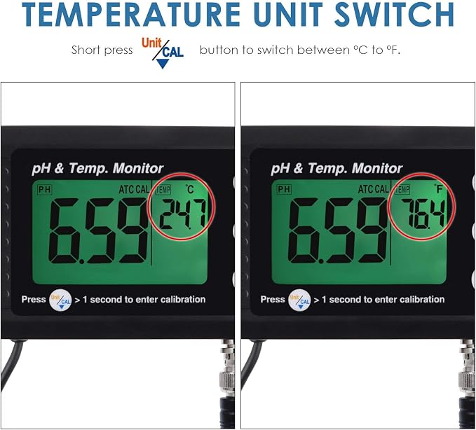 2 in 1 Temperature pH Monitor Meter Tester Sensor test Kit 0~14.0 pH Automatic - Image 5