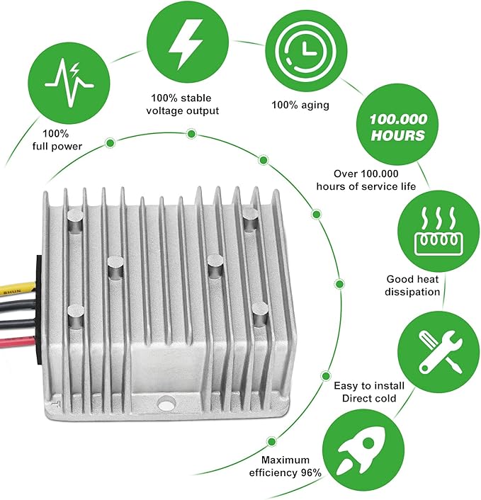10A 120W Golf Cart 18V 20V 24V 36V 48V Step Down to DC 12V Converter Voltage Regulator Reducer Power Buck Converter with Fuse Waterproof