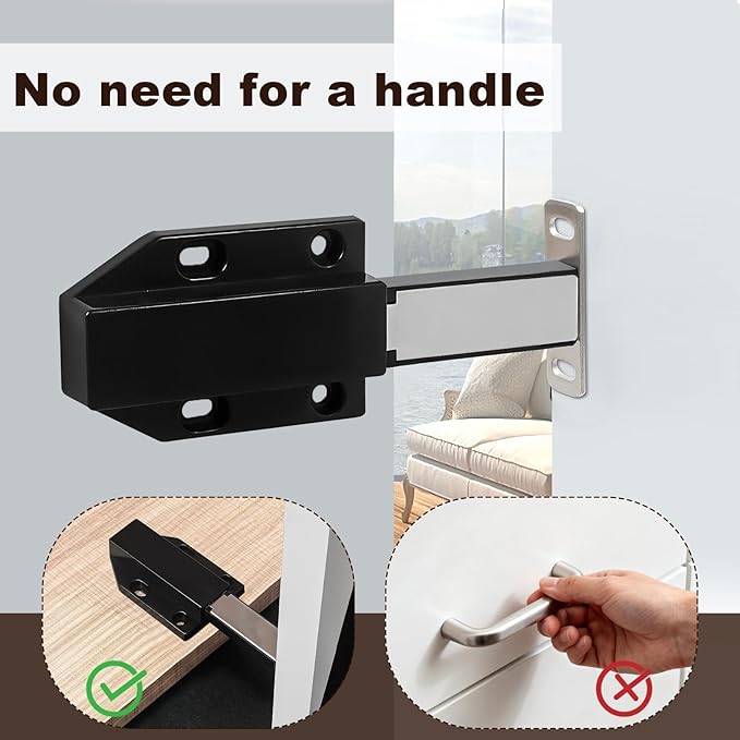 2 Pack Magnetic Push Latch,Heavy Duty Magnetic Touch Latch,for Push to Open Cabinet or Kitchen Drawer,Kitchen Door,on Strong Pop Out (White - 2.7 inch, 2 Pack)