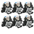 UL Listed 6Pcs 8 Amp Mini Electromagnetic Relay with Test Button 12V DC DPDT 2NO 2NC 8Pin Socket Base with Indicator Light Signal for PLC 12V Relay Din Rail