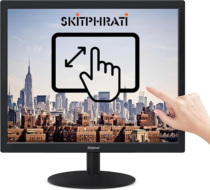 SKitphrati 17" Square 1280x1024 10-Point Multi Touch Screen Monitor with HDMI, VGA, Type B Ports, 75Hz, 5:4 Aspect Ratio, VESA Wall Mountable, PC Touch Monitor for PC POS Machine Windows