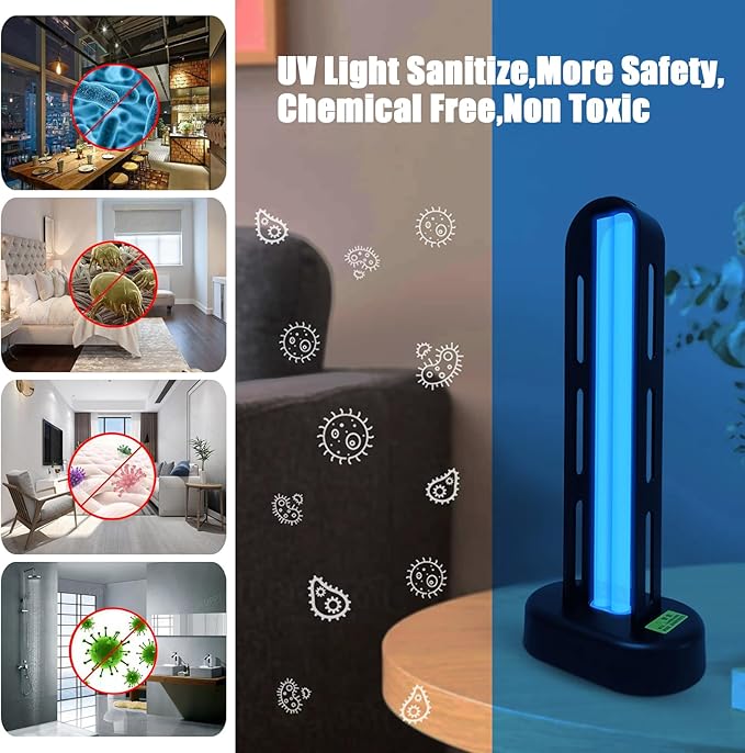 BAIMNOCM UV-C Lamp for Dust Mite 38 Watt 2 Pack, UVC Germicidal Lamp with Remote Control, UV Disinfection Light Bulb, Ultraviolet Light for Room Basement/Bedroom/Kitchen