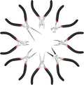 MAXPOWER Mini Jewelry Pliers Set - 8pc, Diagonal, End Cut, Bent, Combination, Flat, Needle, Round Nose (4.5-inch)