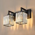 FDPBY Modern Bathroom Vanity Light 2-Lights Black Crystal Bathroom Wall Light Vanity Light Fixtures