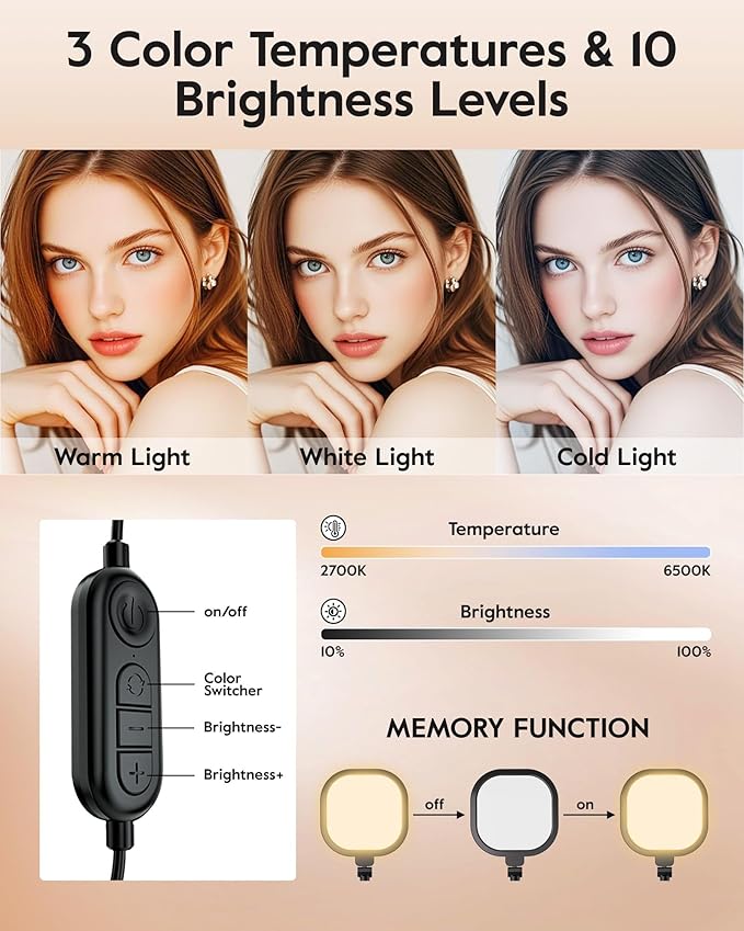 Video Conference Lighting for Zoom Meeting, Ring Light for Desk with Flexible Stand, 30 Light Modes Light for Video Recording, Desk Light & Memory Function for Zoom Calls, Video Streaming, Webcam