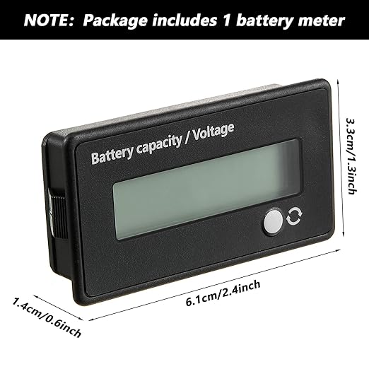 Frienda Dc 12v 24v 36v 48v 72v Battery Meter with Alarm Battery Capacity Indicator Monitor Voltage Meter and Lithium Ion Indicator(White Light)