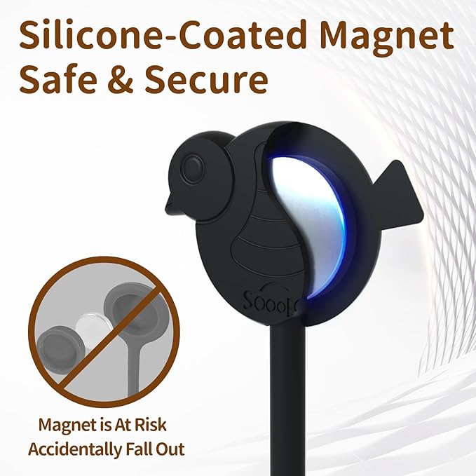 SOLIDATOR Playful Bird Magnetic Cable Ties – 24 Pack, Reusable Silicone Cord Organizers for Home & Office, Strong Magnetic Hold, Assorted Colors, Ideal for Cable Management & Gift Idea