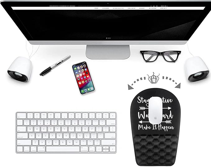 BOCHEERY Ergonomic Mouse Pad Wrist Support,Upgrade Mousepad with Massage Design,Non-Slip PU Base Desktop Mouse Pads for Pain Relief, Computer, Office & Home,12 x 8 in（F-Inspirational Quote）