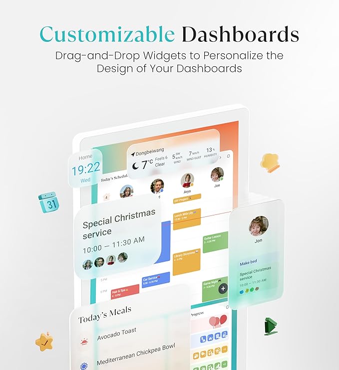Cozyla Mate Calendar+ 2: 32" 4K Digital Calendar Wall Touch Screen Chore Chart Customizable Dashboard Smart Electronic Display for Family Schedule Meal Plan All App Support Wall Mount Planner for 2026