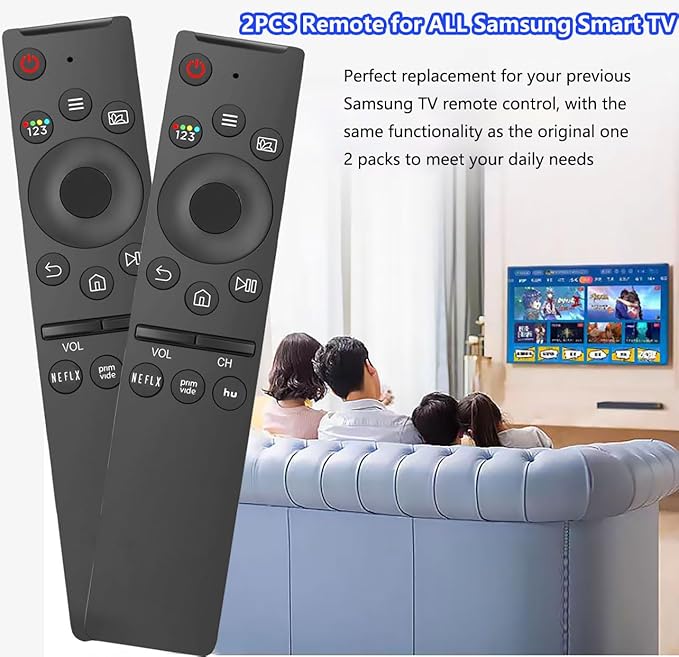 (Pack of 2) Replacement Remote Control for Samsung TV, Compatible for All Samsung TV LED QLED UHD SUHD HDR LCD Frame Curved Solar HDTV 4K 8K 3D Smart TVs
