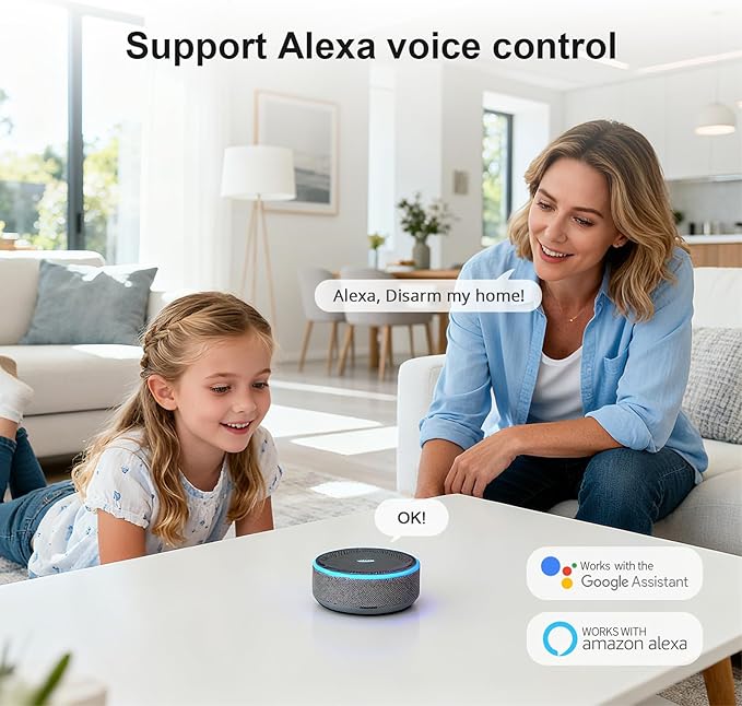 Home Alarm System Wireless,16Pcs WiFi+4G with Phone App & Remote Control Alarm System,Door/Window Sensors,Motion Detectors,for Smart Life or Tuya APP,Compatible with Alexa NO Monthly Fees